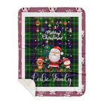 Personalized Gift Tartan Plaid Blanket Clan Leslie With Funny Santa Snowman Reindeer Merry Christmas Gift Sherpa Blanket, blue plaid sherpa blanket,blue tartan sherpa blanket,Buchan,buffalo plaid sherpa blanket,christmas sherpa blanket,Christmas Throw Blanket