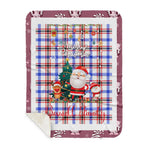 Personalized Gift Tartan Plaid Blanket Clan Boswell Modern With Funny Santa Snowman Reindeer Merry Christmas Gift Sherpa Blanket, blue plaid sherpa blanket,blue tartan sherpa blanket,Buchan,buffalo plaid sherpa blanket,christmas sherpa blanket,Christmas Throw Blanket
