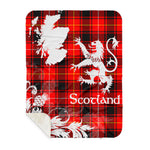 Sherpa Blanket - Tartan Blanket Thistle and Lion Scottish Clan MacIntyre Modern Plaid Blanket, plaid sherpa blanket queen,purple sherpa blanket,queen sherpa blanket,queen size sherpa blanket,red sherpa blanket,scottish tartan blankets,sherpa blanket,sherpa christmas blanket