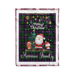 Personalized Gift Tartan Plaid Blanket Clan Morrison With Funny Santa Snowman Reindeer Merry Christmas Fleece Blanket, Home Living Room, Plaid Blanket, Tartan Blanket, Scottish Blanket, Buffalo fleece blanket, Christmas Blanket