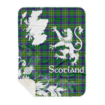 Sherpa Blanket - Tartan Blanket Thistle and Lion Scottish Clan Hunter of Hunterston Plaid Blanket, plaid sherpa blanket queen,purple sherpa blanket,queen sherpa blanket,queen size sherpa blanket,red sherpa blanket,scottish tartan blankets,sherpa blanket,sherpa christmas blanket