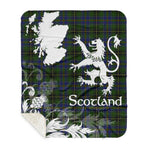 Sherpa Blanket - Tartan Blanket Thistle and Lion Scottish Clan MacInnes Plaid Blanket, plaid sherpa blanket queen,purple sherpa blanket,queen sherpa blanket,queen size sherpa blanket,red sherpa blanket,scottish tartan blankets,sherpa blanket,sherpa christmas blanket