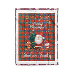 Personalized Gift Tartan Plaid Blanket Clan Sinclair Ancient With Funny Santa Snowman Reindeer Merry Christmas Fleece Blanket, Home Living Room, Plaid Blanket, Tartan Blanket, Scottish Blanket, Buffalo fleece blanket, Christmas Blanket