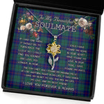 To My Beautiful Soulmate Sunflower Necklace In Your Eyes I Have Found My Home Clan Hutton Tartan Jewelry For Girlfriend, Tartan Sunflower Pendant Necklace, Scottish Tartan Jewelry, valentine necklace, necklace girlfriend, necklace for wife, cute necklaces for girlfriend, jewelry for girlfriend, to my soulmate necklace, to my future wife necklace