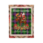 Personalized Gift Plaid Tartan Blanket Clan Selkirk With Moose Lover Xmas Gift Santa Riding Christmas Fleece Blanket