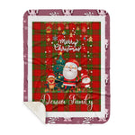 Scotstee Shop - Personalized Gift Tartan Plaid Blanket Clan Dewar With Funny Santa Snowman Reindeer Merry Christmas Gift Sherpa Blanket