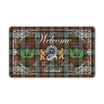 Doormat - Welcome Mat Scottish Clan Badge Ferguson Weathered Tartan Door Mat, Plaid Doormat With Thistle and Two Lion Scottish