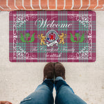 Doormat - Welcome Mat Scottish Clan Badge Crawford Ancient Tartan Door Mat, Plaid Doormat With Thistle and Two Lion Scottish