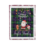 Personalized Gift Tartan Plaid Blanket Clan Inglis With Funny Santa Snowman Reindeer Merry Christmas Fleece Blanket, Home Living Room, Plaid Blanket, Tartan Blanket, Scottish Blanket, Buffalo fleece blanket, Christmas Blanket