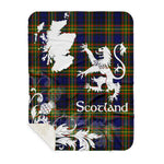 Sherpa Blanket - Tartan Blanket Thistle and Lion Scottish Clan Clelland Plaid Blanket, plaid sherpa blanket queen,purple sherpa blanket,queen sherpa blanket,queen size sherpa blanket,red sherpa blanket,scottish tartan blankets,sherpa blanket,sherpa christmas blanket