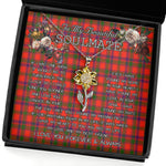 To My Beautiful Soulmate Sunflower Necklace In Your Eyes I Have Found My Home Clan Bain Tartan Jewelry For Girlfriend, Tartan Sunflower Pendant Necklace, Scottish Tartan Jewelry, valentine necklace, necklace girlfriend, necklace for wife, cute necklaces for girlfriend, jewelry for girlfriend, to my soulmate necklace, to my future wife necklace