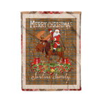 Personalized Gift Plaid Tartan Blanket Clan Jardine With Moose Lover Xmas Gift Santa Riding Christmas Fleece Blanket