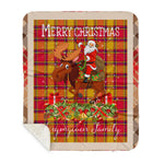 Personalized Gift Plaid Tartan Blanket Clan Scrymgeour With Moose Lover Xmas Gift Santa Riding Buffalo Plaid Christmas Sherpa Blanket