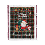 Personalized Gift Tartan Plaid Blanket Clan Lindsay Hunting With Funny Santa Snowman Reindeer Merry Christmas Fleece Blanket, Home Living Room, Plaid Blanket, Tartan Blanket, Scottish Blanket, Buffalo fleece blanket, Christmas Blanket