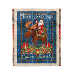 Personalized Gift Plaid Tartan Blanket Clan Bairn With Moose Lover Xmas Gift Santa Riding Christmas Fleece Blanket