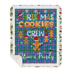 Personalized Gift Tartan Plaid Blanket Clan Pitcairn With Christmas Cookie Baking Crew Christmas Gift Sherpa Blanket, tartan sherpa blanket,buffalo plaid sherpa blanket,christmas sherpa blanket,Christmas Throw Blanket,green plaid sherpa blanket,green sherpa blanket