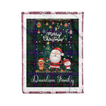 Personalized Gift Tartan Plaid Blanket Clan Davidson With Funny Santa Snowman Reindeer Merry Christmas Fleece Blanket, Home Living Room, Plaid Blanket, Tartan Blanket, Scottish Blanket, Buffalo fleece blanket, Christmas Blanket