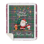 Personalized Gift Tartan Plaid Blanket Clan MacFarlane Hunting With Funny Santa Snowman Reindeer Merry Christmas Gift Sherpa Blanket, blue plaid sherpa blanket,blue tartan sherpa blanket,Buchan,buffalo plaid sherpa blanket,christmas sherpa blanket,Christmas Throw Blanket
