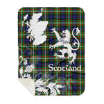 Sherpa Blanket - Tartan Blanket Thistle and Lion Scottish Clan Ferguson Modern Plaid Blanket, plaid sherpa blanket queen,purple sherpa blanket,queen sherpa blanket,queen size sherpa blanket,red sherpa blanket,scottish tartan blankets,sherpa blanket,sherpa christmas blanket
