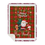 Personalized Gift Tartan Plaid Blanket Clan Hay Ancient With Funny Santa Snowman Reindeer Merry Christmas Gift Sherpa Blanket, blue plaid sherpa blanket,blue tartan sherpa blanket,Buchan,buffalo plaid sherpa blanket,christmas sherpa blanket,Christmas Throw Blanket