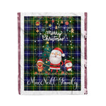 Personalized Gift Tartan Plaid Blanket Clan MacNeill Of Barra With Funny Santa Snowman Reindeer Merry Christmas Fleece Blanket, Home Living Room, Plaid Blanket, Tartan Blanket, Scottish Blanket, Buffalo fleece blanket, Christmas Blanket