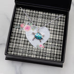 Sea Turtle Necklace Gift for My Beautiful Girlfriend Valentines Necklace Clan Scott Black White Ancient Tartan Blue Turtle Necklace