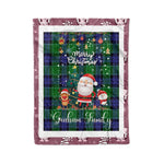 Personalized Gift Tartan Plaid Blanket Clan Graham Of Menteith Modern With Funny Santa Snowman Reindeer Merry Christmas Fleece Blanket, Christmas Blanket, Plaid Blanket, Tartan Blanket,Scottish Blanket