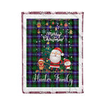 Personalized Gift Tartan Plaid Blanket Clan Hunter Modern With Funny Santa Snowman Reindeer Merry Christmas Fleece Blanket, Christmas Blanket, Plaid Blanket, Tartan Blanket,Scottish Blanket