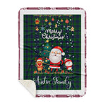 Personalized Gift Tartan Plaid Blanket Clan Austin With Funny Santa Snowman Reindeer Merry Christmas Gift Sherpa Blanket, blue plaid sherpa blanket,blue tartan sherpa blanket,Buchan,buffalo plaid sherpa blanket,christmas sherpa blanket,Christmas Throw Blanket