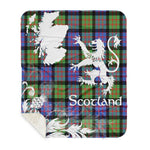 Sherpa Blanket - Tartan Blanket Thistle and Lion Scottish Clan Macdonald Of Ranald Plaid Blanket, plaid sherpa blanket queen,purple sherpa blanket,queen sherpa blanket,queen size sherpa blanket,red sherpa blanket,scottish tartan blankets,sherpa blanket,sherpa christmas blanket