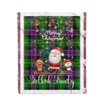 Personalized Gift Tartan Plaid Blanket Clan Selkirk With Funny Santa Snowman Reindeer Merry Christmas Fleece Blanket, Home Living Room, Plaid Blanket, Tartan Blanket, Scottish Blanket, Buffalo fleece blanket, Christmas Blanket