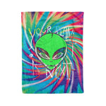 Scotstee Shop - Scotstee Shop Blanket Green Alien Head Tie-Dye Colorful Rainbow Hippie Fleece Blanket