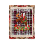 Personalized Gift Plaid Tartan Blanket Clan Little Dress With Moose Lover Xmas Gift Santa Riding Christmas Fleece Blanket