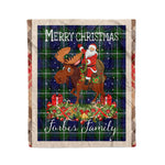 Personalized Gift Plaid Tartan Blanket Clan Forbes Modern With Moose Lover Xmas Gift Santa Riding Christmas Fleece Blanket