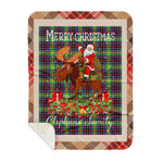 Personalized Gift Plaid Tartan Blanket Clan Clephane With Moose Lover Xmas Gift Santa Riding Buffalo Plaid Christmas Sherpa Blanket