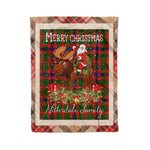 Personalized Gift Plaid Tartan Blanket Clan Nithsdale With Moose Lover Xmas Gift Santa Riding Christmas Fleece Blanket