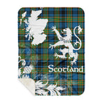 Scotstee Shop - Tartan Blanket Thistle and Lion Scottish Clan Gillies Plaid Blanket - Sherpa Blanket