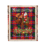 Personalized Gift Plaid Tartan Blanket Clan Wauchope With Moose Lover Xmas Gift Santa Riding Christmas Fleece Blanket