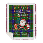 Personalized Gift Tartan Plaid Blanket Clan Adam Hunting With Funny Santa Snowman Reindeer Merry Christmas Gift Sherpa Blanket, blue plaid sherpa blanket,blue tartan sherpa blanket,Buchan,buffalo plaid sherpa blanket,christmas sherpa blanket,Christmas Throw Blanket