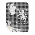 Sherpa Blanket - Tartan Blanket Thistle and Lion Scottish Clan Grey Douglas Plaid Blanket, plaid sherpa blanket queen,purple sherpa blanket,queen sherpa blanket,queen size sherpa blanket,red sherpa blanket,scottish tartan blankets,sherpa blanket,sherpa christmas blanket