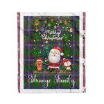 Personalized Gift Tartan Plaid Blanket Clan Strange of Balcaskie With Funny Santa Snowman Reindeer Merry Christmas Fleece Blanket, Home Living Room, Plaid Blanket, Tartan Blanket, Scottish Blanket, Buffalo fleece blanket, Christmas Blanket