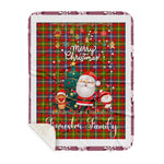 Personalized Gift Tartan Plaid Blanket Clan Forrester With Funny Santa Snowman Reindeer Merry Christmas Gift Sherpa Blanket, blue plaid sherpa blanket,blue tartan sherpa blanket,Buchan,buffalo plaid sherpa blanket,christmas sherpa blanket,Christmas Throw Blanket