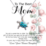 Opal Turtle Necklace - To Mom - From Bonus Daughter - Woman Like No Other Mother's Day Necklace