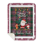 Personalized Gift Tartan Plaid Blanket Clan MacFarlane With Funny Santa Snowman Reindeer Merry Christmas Gift Sherpa Blanket, blue plaid sherpa blanket,blue tartan sherpa blanket,Buchan,buffalo plaid sherpa blanket,christmas sherpa blanket,Christmas Throw Blanket