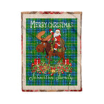 Personalized Gift Plaid Tartan Blanket Clan Johnston With Moose Lover Xmas Gift Santa Riding Christmas Fleece Blanket