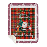 Personalized Gift Tartan Plaid Blanket Clan Stewart Stuart of Bute With Funny Santa Snowman Reindeer Merry Christmas Gift Sherpa Blanket, blue plaid sherpa blanket,blue tartan sherpa blanket,Buchan,buffalo plaid sherpa blanket,christmas sherpa blanket,Christmas Throw Blanket