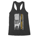 Vintage USA American Flag Pitbull Grandpa Pittie Silhouette Women's Tank Top - Scotstee Shop