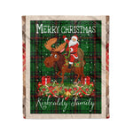 Personalized Gift Plaid Tartan Blanket Clan Kirkcaldy With Moose Lover Xmas Gift Santa Riding Christmas Fleece Blanket