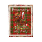 Personalized Gift Plaid Tartan Blanket Clan Hay With Moose Lover Xmas Gift Santa Riding Christmas Fleece Blanket