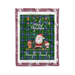 Personalized Gift Tartan Plaid Blanket Clan Forsyth Modern With Funny Santa Snowman Reindeer Merry Christmas Fleece Blanket, Christmas Blanket, Plaid Blanket, Tartan Blanket,Scottish Blanket